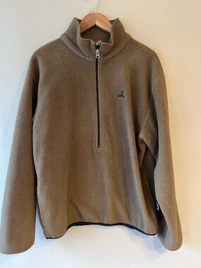 EMS Sz M Teddy Mens Half Zip Fleece Pullover Pockets Layer Sweater